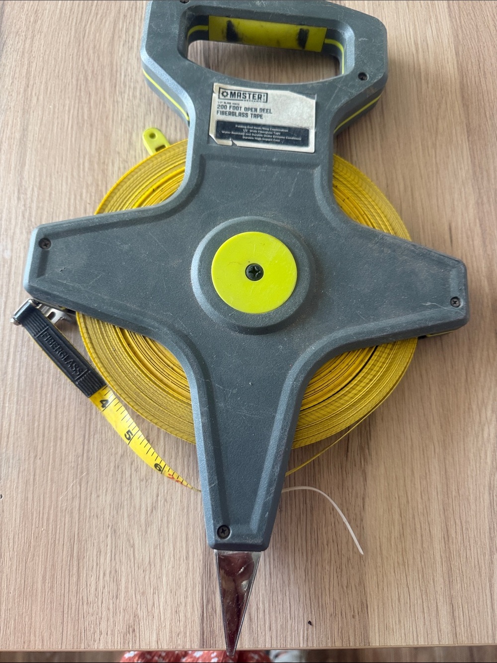 Masters 200' Fiberglass Open Reel Measuring Tape - Yellow